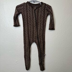 Kyte Baby Espresso Herringbone Footed Zip Up Sleeper Size 6-12 Months